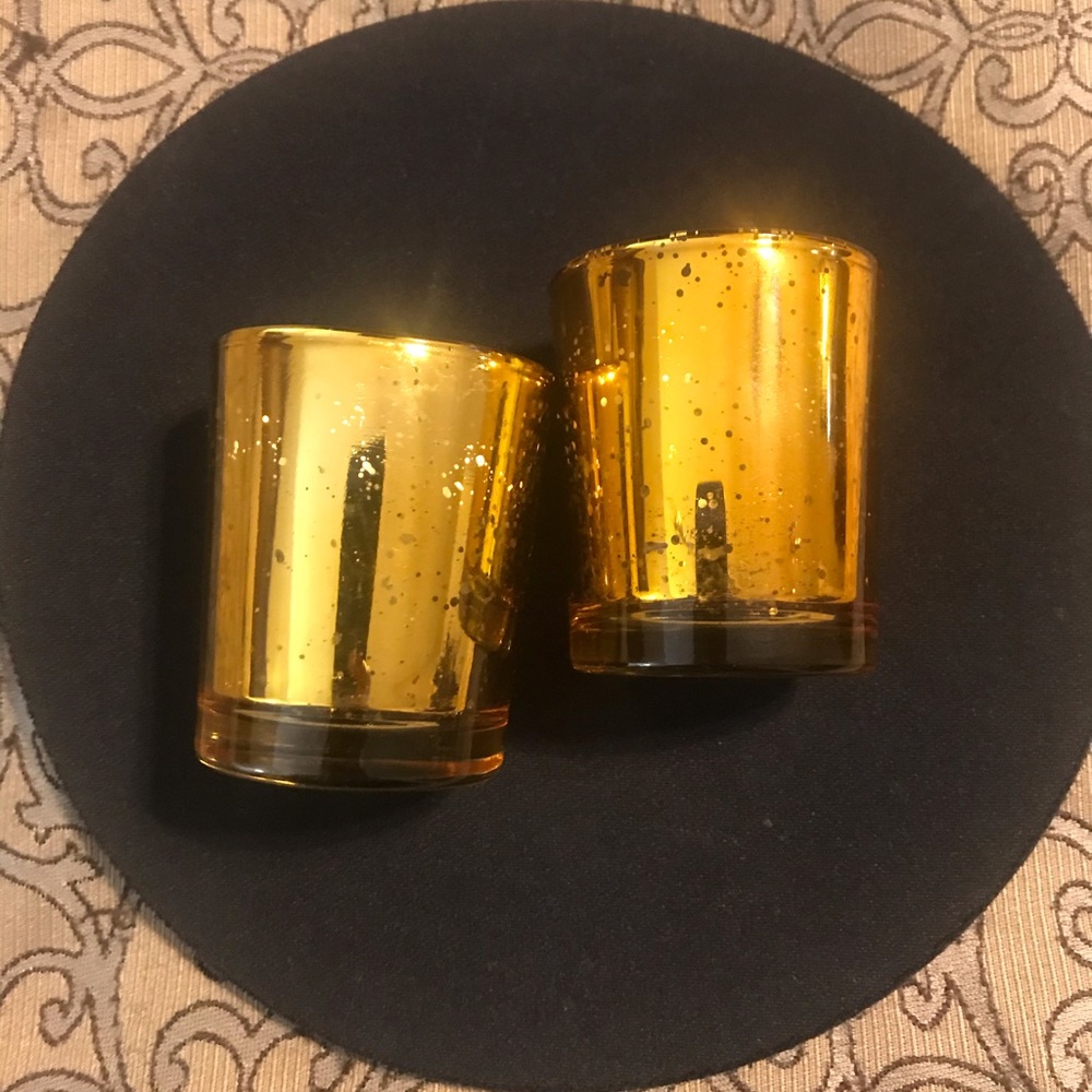 Gold Votive Candle Holders (2)